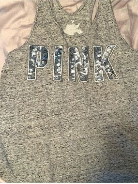 Victoria's Secret PINK Gray Tank with Silver Sequins